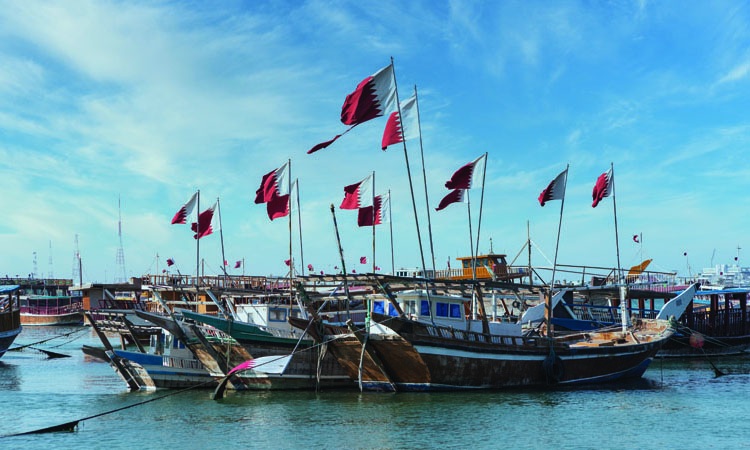 Traditional Dhow Boat - With Flag